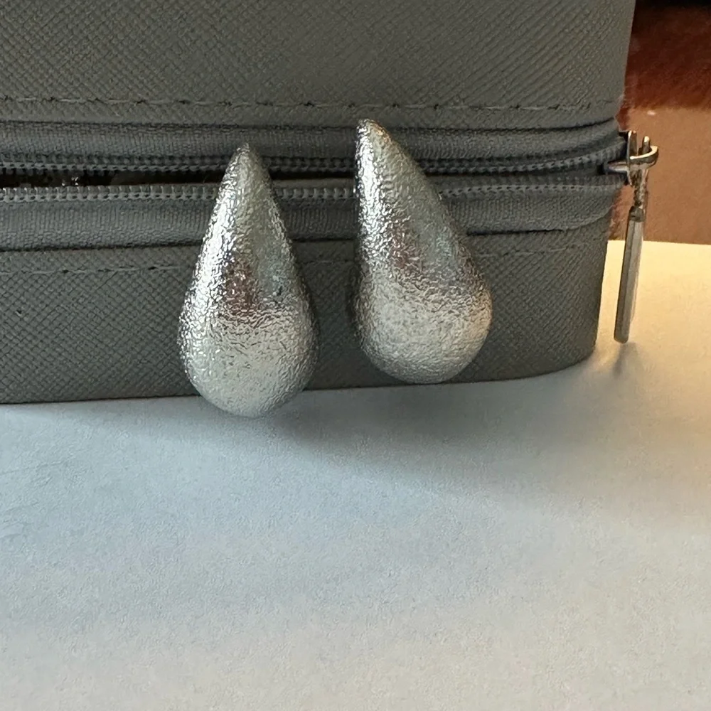 Trendy Jewelry Metal Frosted Teardrop Stud Earrings For Girl Women Party‎ Gift